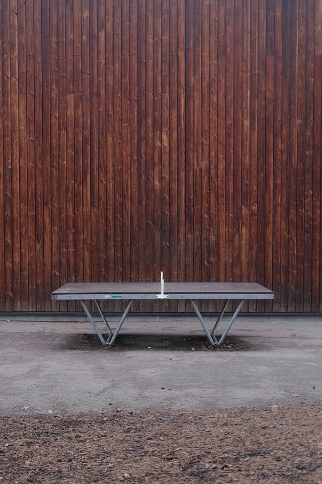 a photograph of a ping pong table with a ping pong table